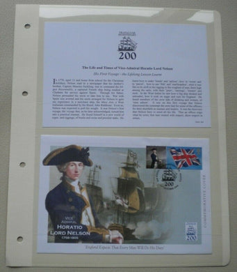 1805-2005 TRAFALGAR BICENTENARY - HIS FIRST VOYAGE - STAMP COVER & INFO CARD