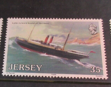 Load image into Gallery viewer, JERSEY SHIPS DECIMAL STAMPS X 4 MNH IN STAMP HOLDER
