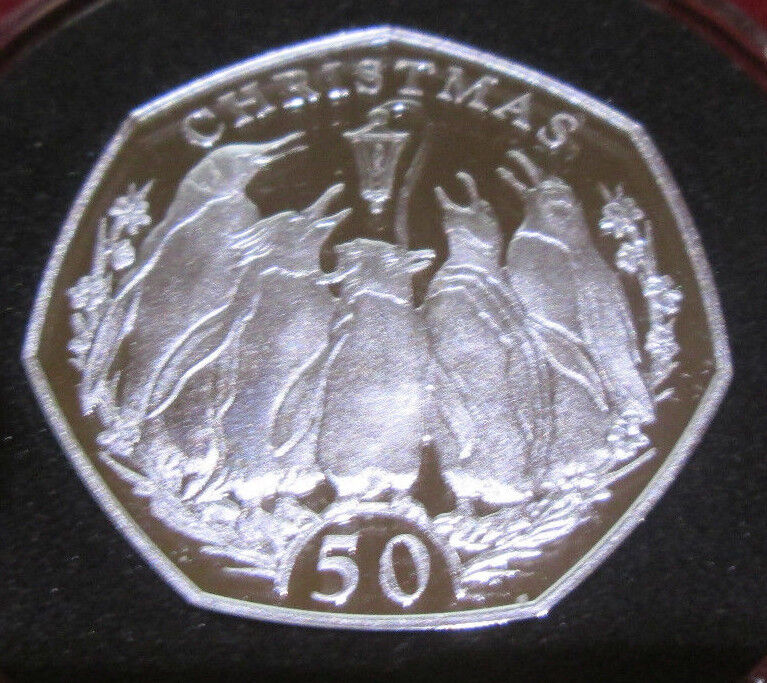 2017 Falkland Islands Christmas Penguin 50p Coin  Proof Sterling Silver Piedfort