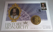 Load image into Gallery viewer, HENRY II HISTORY OF THE MONARCHY PNC, FIRST DAY COVER,STAMPS &amp; INFORMATION SET
