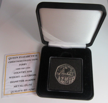 Load image into Gallery viewer, 1990 QEII CHRISTMAS COLLECTION FERRY MINT MARK AA FIFTY PENCE COIN BOX &amp; COA
