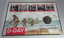 Load image into Gallery viewer, 1994 D-DAY 50TH ANNIVERSARY FIRST DAY COVER 50P COIN COVER PNC,STAMPS,&amp;POSTMARKS
