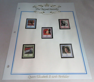 1986 QUEEN ELIZABETH II 60TH BIRTHDAY FIJI STAMPS & ALBUM SHEET