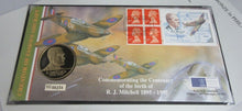 Load image into Gallery viewer, 1895-1995 CREATOR OF FAMOUS AIRCRAFT CENTENARY R J MITCHELL PR MEDAL COVER PNC
