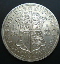 Load image into Gallery viewer, 1928 GEORGE V BARE HEAD COINAGE HALF 1/2 CROWN SPINK 4037 CROWNED SHIELD 1
