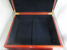 Load image into Gallery viewer, WOODEN COIN BOX HOLDS UP TO 12 £5 OR CROWN SIZED ENCAPSULATED COINS NAVY INSIDE
