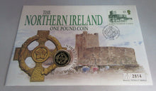 Load image into Gallery viewer, 1996 NORTHERN IRELAND £1 COIN COVER WITH ROYAL MAIL STAMPS, POSTMARKS PNC

