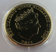 Load image into Gallery viewer, 2011 QUEEN ELIZABETH II WILLIAM &amp; CATHERINE MEET GOLD PLATED CROWN COIN &amp;CAPSULE
