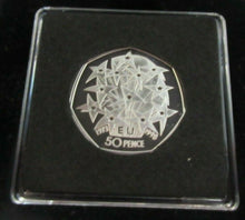 Load image into Gallery viewer, 1998 EUROPEAN UNION QUEEN ELIZABETH II SILVER PROOF 50p FIFTY PENCE BOX &amp; COA

