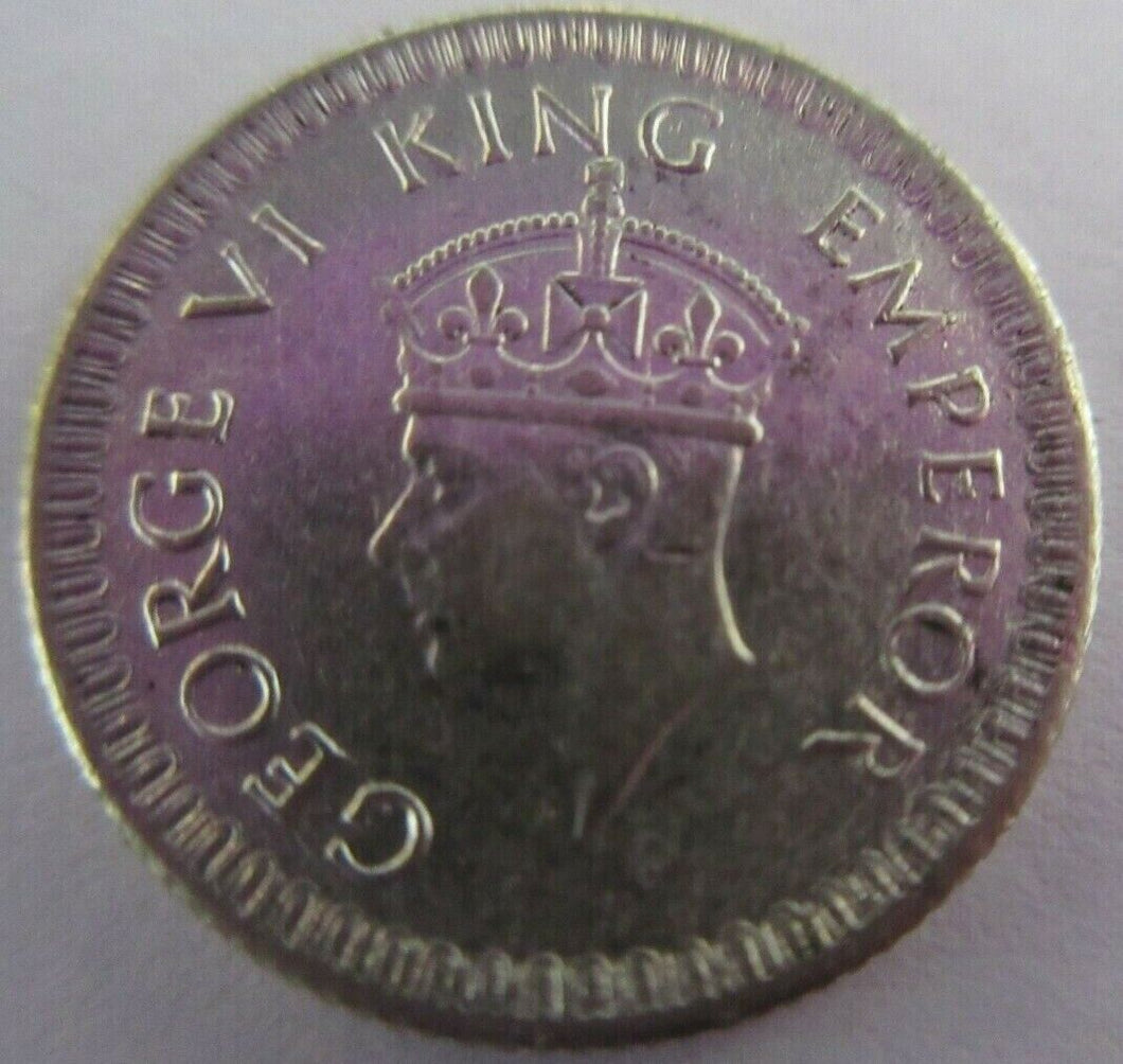 1943 KING GEORGE VI INDIA 1/4 RUPEE .500 SILVER VERY COLLECTABLE EF GRADE