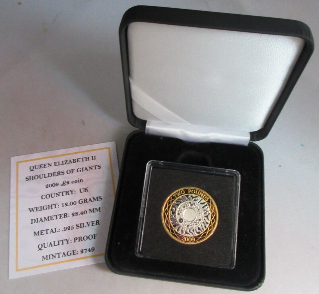 2009 £2 SHOULDERS OF GIANTS SILVER PROOF £2 TWO POUND COIN BOXED