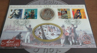 1995 LIBERIA $1 THE PILGRIM FATHERS, SPIRIT OF EXPANSION BENHAM SILK PNC + COA