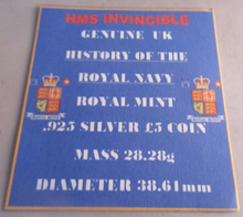 Load image into Gallery viewer, 2004 HISTORY OF THE ROYAL NAVY HMS INVINCIBLE SILVER PROOF £5 COIN ROYAL MINT
