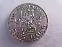 Load image into Gallery viewer, 1943 KING GEORGE VI BARE HEAD .500 SILVER aUNC ONE SHILLING COIN &amp; CLEAR FLIP S2
