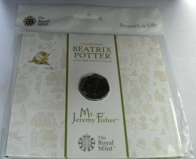 BEATRIX POTTER MR JEREMY FISHER 2017 BU FIFTY PENCE IN SEALED ROYAL MINT PACK