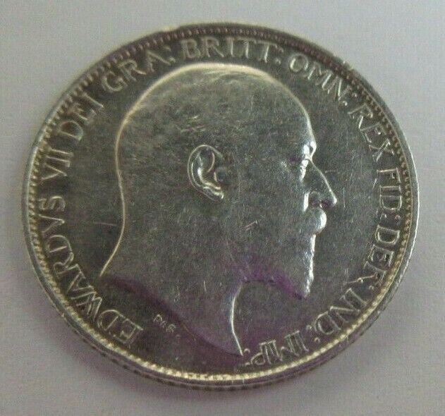 1910 KING EDWARD VII BARE HEAD SIXPENCE COIN .925 SILVER COIN SPINK 3983 IN FLIP