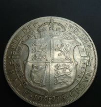 Load image into Gallery viewer, 1916 GEORGE V BARE HEAD FIRST COIN HALF 1/2 CROWN SPINK 4011 CROWNED SHIELD 1
