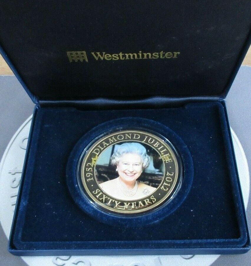 2012 Diamond Jubilee Gold Plated Colour QE2 Portrait Cook Islands $5 Boxed & Coa