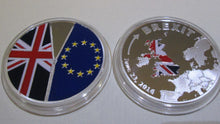Load image into Gallery viewer, BREXIT JUNE 23 2016 MEDALLION CU-NI SILVER PLATED WITH COLOUR BOXED OR UNBOXED
