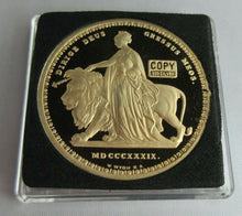 Load image into Gallery viewer, 2001 UNA &amp; THE LION HALLMARKED GOLD PLATED SILVER PROOF RESTRIKE IN QUAD CAPSULE
