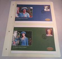 Load image into Gallery viewer, 1900 2002 QUEEN MOTHER - 2 STAMP COVERS &amp; FOLDER SHEET CAYMEN ISLANDS
