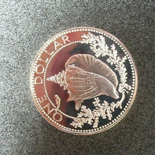 Load image into Gallery viewer, 1974 BAHAMAS QUEEN ELIZABETH II 1 DOLLAR .800 SILVER PROOF 34MM COIN CONCH SHELL
