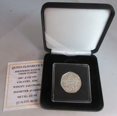 2020 CHRISTMAS 50P SHEPHERDS WATCH THEIR FLOCKS BUNC FIFTY PENCE COIN BOX & COA