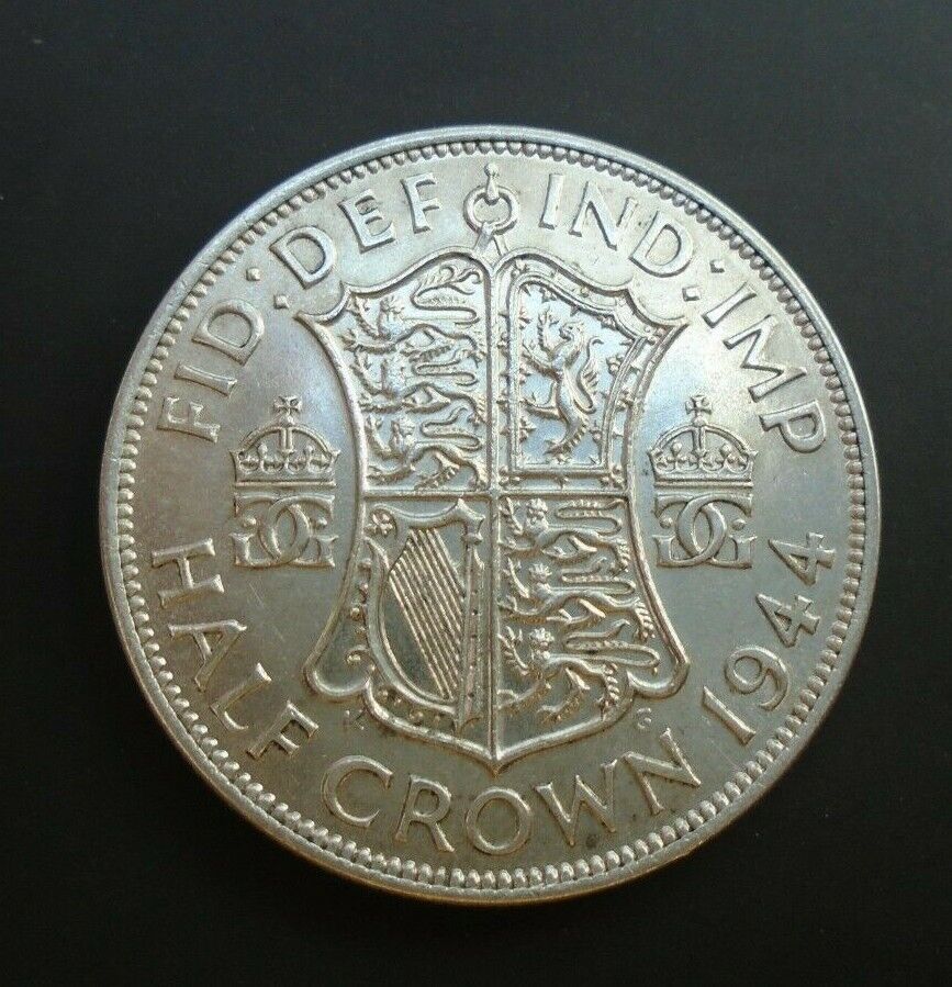 1944 KING GEORGE VI BARE HEAD 1 SILVER HALF CROWN ref SPINK 4080 A6