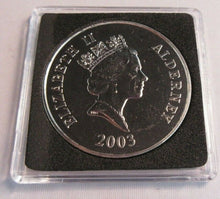 Load image into Gallery viewer, 2003 HRH PRINCE WILLIAM OF WALES BUNC ALDERNEY £5 COIN &amp; CAPSULE
