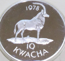 Load image into Gallery viewer, 1978 ROYAL MINT MALAWI 10 KWACHA SILVER PROOF Sable Antelope COIN CONSERVATION C
