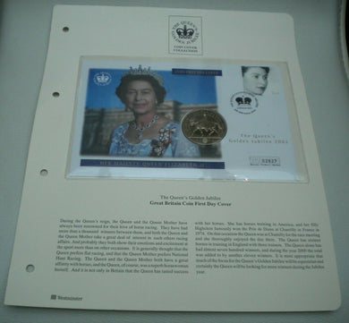 2002 HM QUEEN ELIZABETH II THE QUEEN'S GOLDEN JUBILEE £5 CROWN COIN COVER PNC