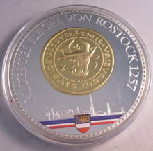 Load image into Gallery viewer, 2012 ROSTOCK GERMANY CITYSCAPES 70MM MEDALLION SILVER PLATED PROOF CAPSULE &amp; COA
