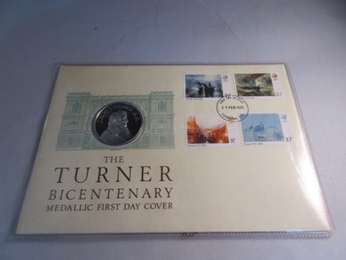 1975 TURNER BICENTENARY FIRST DAY COVER SILVER MEDAL PNC STAMPS, P/MARK