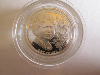 2000 GUERNSEY QUEEN MOTHERS 100th BIRTHDAY SILVER PROOF £1 ONE POUND COIN +coa