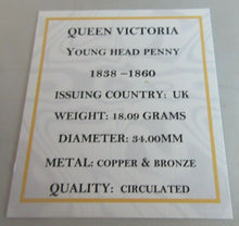 Load image into Gallery viewer, 1853 QUEEN VICTORIA  PENNY YOUNG HEAD IN QUAD CAP &amp; BOX WITH COA
