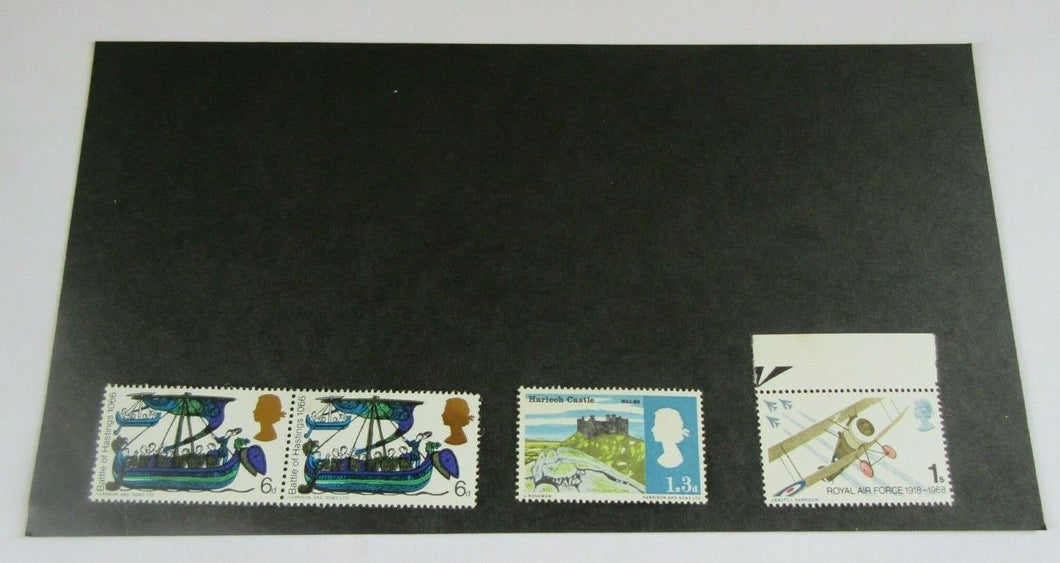 VARIOUS PRE DECIMAL STAMPS MNH - 2X1966 B/HASTINGS 1X1966 H/CASTLE & 1X1968 RAF