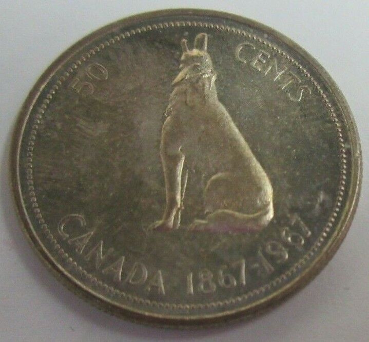 1867-1967 CANADA QUEEN ELIZABETH II PROOF 50 CENTS COIN PRESENTED IN CLEAR FLIP