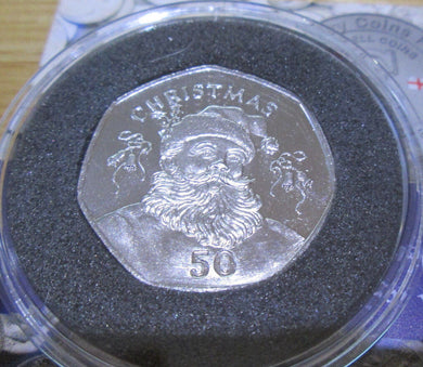 2017 Gibraltar 50p Fifty Pence Coin FATHER Christmas BUNC NEW IN hard capsule Cc