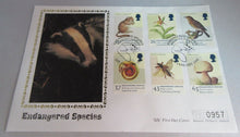 Load image into Gallery viewer, 1998 ENDANGERED SPECIES SILK FIRST DAY COVER &amp; INFORMATION CARD WITH ALBUM SHEET
