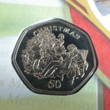 Load image into Gallery viewer, 1999 ISLE OF MAN CHRISTMAS PROOF 50P, MERRY CHRISTMAS BENHAM SILK PNC + COA
