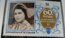 Load image into Gallery viewer, QUEEN ELIZABETH II THE 60TH BIRTHDAY OF HER MAJESTY GRENADINES ST VIN STAMPS MNH
