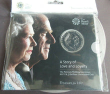 Load image into Gallery viewer, Platinum Wedding Anniversary £5 2017 UK BUnc Sealed Coin Pack, Love and Loyalty
