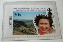 Load image into Gallery viewer, 1952-1992 QEII 40TH ANNIVERSARY OF THE ACCESSION - 5 X LESOTHO MNH STAMPS/INFO
