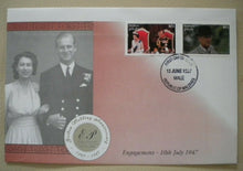 Load image into Gallery viewer, 1947-1997 ENGAGEMENT &amp; GARDEN PARTY QEII &amp; PRINCE PHILIP DOUBLE STAMP COVER
