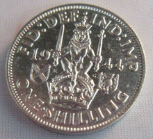 Load image into Gallery viewer, 1944 KING GEORGE VI BARE HEAD .500 SILVER aUNC ONE SHILLING COIN &amp; CLEAR FLIP S2
