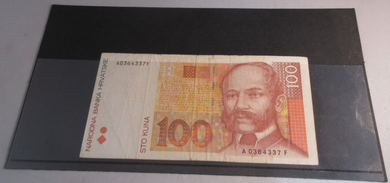 CROATIA 100 STO KUNA A0364337F BANKNOTE - PLEASE SEE PHOTOS