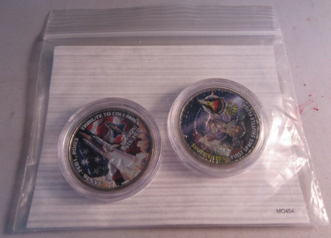 AMERICAN SPACE COIN COLLECTION FIRST SHUTTLE FLIGHT & MISSION STS107 2 COIN SET