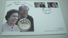 Load image into Gallery viewer, 1947-1997 GOLDEN WEDDING ANNIVERSARY BUNC $1 DOLLAR COIN FIRST DAY COVER PNC
