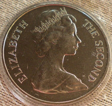 Load image into Gallery viewer, 1673-1973 TERCENTENARY ST HELENA TWENTY FIVE PENCE CROWN COIN IN CLEAR CAPSULE
