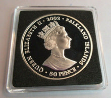 Load image into Gallery viewer, 2002 QEII GOLDEN JUBILEE 1ST RADIO BROADCAST PROOF 50P CROWN SILVER COLOUR BOXED
